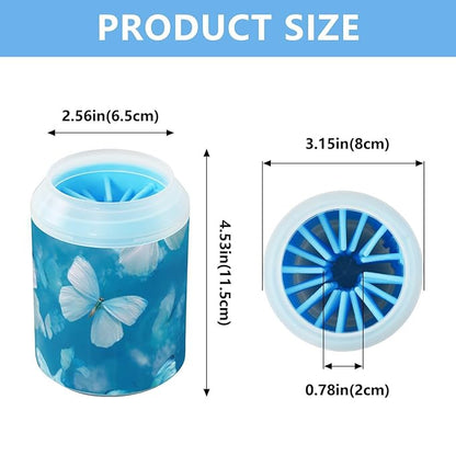 Dog Paw Cleaner Mudbuster Dog Foot Washer for Small Medium Large Dogs Cats Premium Pet Supplies Ink Blue Butterfly