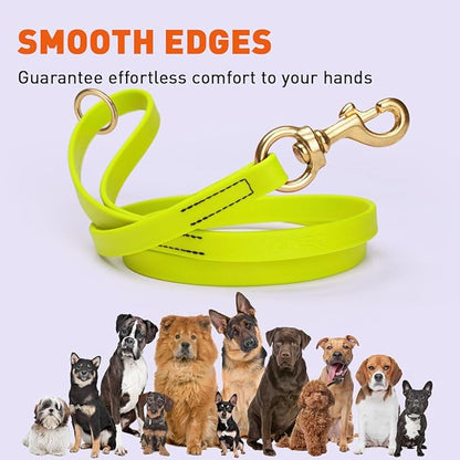Viper Biothane K9 Working Dog Leash Waterproof Lead for Tracking Training Schutzhund Odor-Proof Long Line with Solid Brass Snap for Puppy Medium and Large Dogs 6ft, Safety Yellow