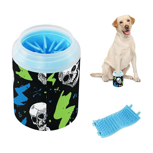 Dog Paw Cleaner Mudbuster Dog Foot Washer for Small Medium Large Dogs Cats Premium Pet Supplies Skull Lightning Colorful