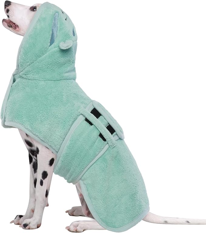 Microfibre Dog Drying Coat, Fast Drying Super Absorbent Towel, Magic Sticker & Belly Strap, Robes for After Bath, Small to Large Dog & Cat