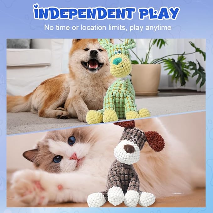 2026 New Dog Toys,Indestructible Plush Dogs Toy for Aggressive Chewers,Squeaky Durable Chew Toy for Indoor Pups Teething, Stuffed Toys for Small Medium Large Dogs (Brown+Giraffe)