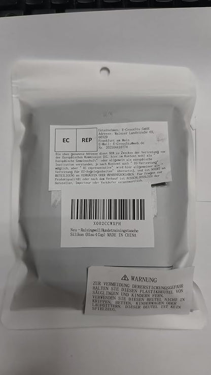 Dog Treat Pouch with Magnetic Closure 4-Cup Silicone Bag Fanny Pack Holder with Clicker 4 Ways to Wear Front Pocket Fits All Phones Ideal for Leash, Pet Walking and Training（Blue）