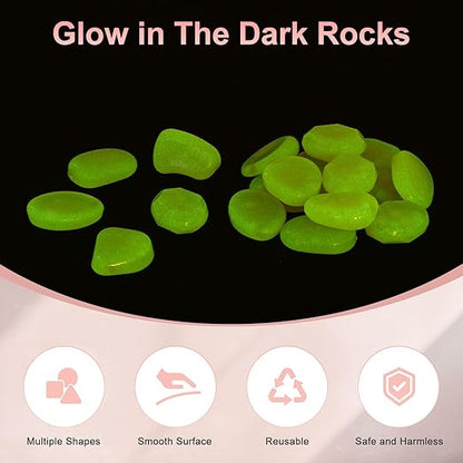 20-Pack Glow in The Dark Rocks, 1.77" Resin Outdoor Garden Decorations Luminous Pebbles Stones for Garden Plants/Aquarium/Backyard Path, Aquarium Gravel [Orange]