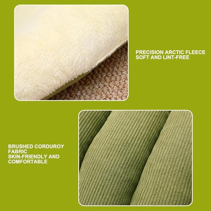 Winter Cave,Warmth Cozy Comfort Plush Pet Cave,Cute Cozy Safe Hideaway Cat Bed with Removable Cushion,Warm Soft Removable Washable for Cats and Dogs (Green, M：17.71 * 11.81 * 7.48 in)
