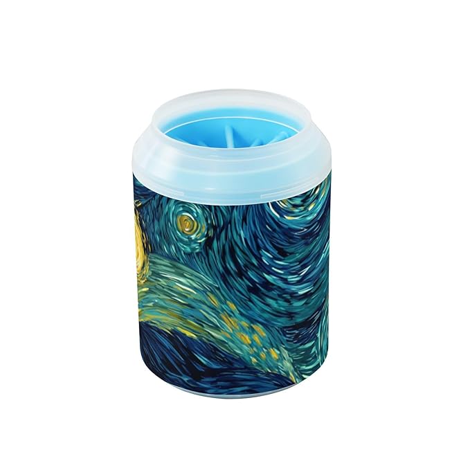 Dog Paw Cleaner Cups for Dogs Pets Foot Washer Paw Scrubber for Medium Small Dogs Cats Cleaning Cup Starry Sky Swirling Neon Green
