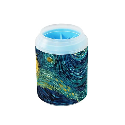 Dog Paw Cleaner Cups for Dogs Pets Foot Washer Paw Scrubber for Medium Small Dogs Cats Cleaning Cup Starry Sky Swirling Neon Green