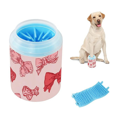 Dog Paw Cleaner Mudbuster Dog Foot Washer for Small Medium Large Dogs Cats Premium Pet Supplies Valentines Bows Hearts Pink