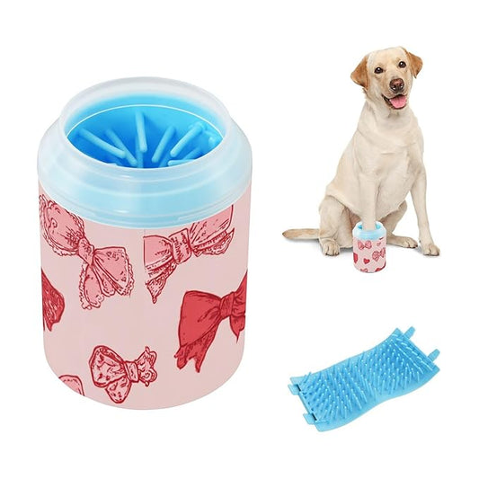 Dog Paw Cleaner Mudbuster Dog Foot Washer for Small Medium Large Dogs Cats Premium Pet Supplies Valentines Bows Hearts Pink