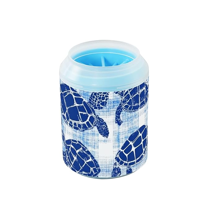 Dog Paw Cleaner Cups for Dogs Pets Foot Washer Paw Scrubber for Medium Small Dogs Cats Cleaning Cup Blue Sea Turtle Tie Dye