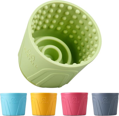 Dog Lick Bowl - Anxiety Relief Slow Feeder Lick Mat, Treat Dispenser, Non-Slip Enrichment Toy for Small, Medium and Large Breeds, BPA Free Silicone (Green, S)