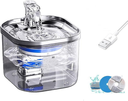 Stainless Steel Cat-Water Fountain with Replacement Filter, Pet Water Fountain Indoor with Automatic Circulationss Filtrations and Intelligent Cat-Dispenser for Flowing, for Cats, Dogs, Multiple Pets