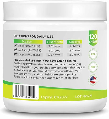 Allergy Relief for Dogs - Anti-Itch Immune Chews for Skin, Paw Licking & Itching - 120 Chews