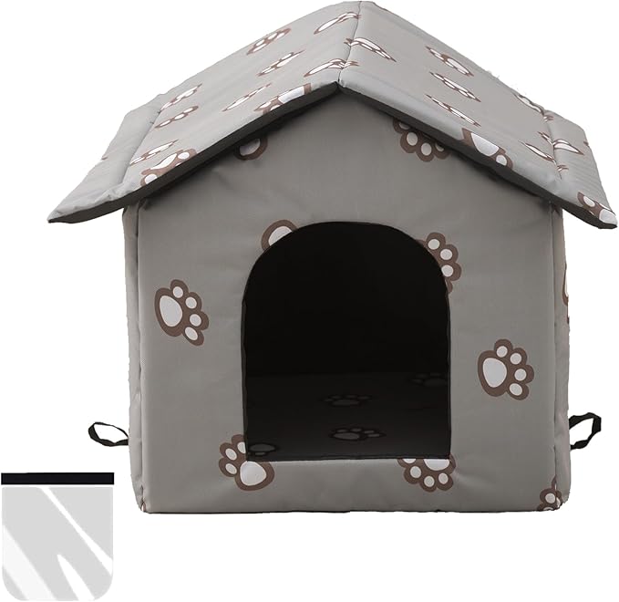 VARMTOR Outdoor Cat House, Cat Houses for Outdoor Cats, Weatherproof Warm and Insulated Cat House with Transparent Curtain Pet House, Stray Cats Shelter