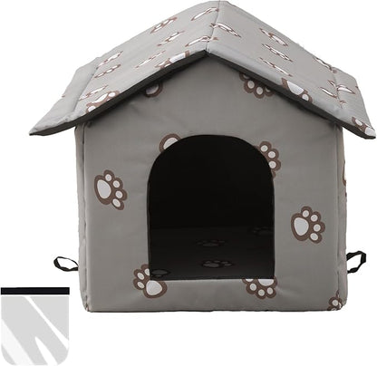 VARMTOR Outdoor Cat House, Cat Houses for Outdoor Cats, Weatherproof Warm and Insulated Cat House with Transparent Curtain Pet House, Stray Cats Shelter