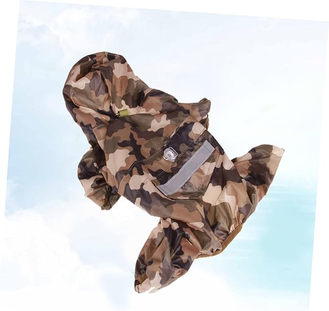Kisangel Dog Raincoat with Hood Lightweight Breathable Small Pet Rain Slicker Reflective Camouflage Design for Puppies and Cats