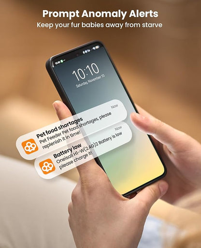 oneisall Cordless WiFi Automatic Cat Feeder for 2 Cats, Rechargeable 100-Day Battery Operated Auto Cat Feeder, 20 Cups/5L Timed Cats Food Dispenser Automatic for Large Kibble, Smart App Control