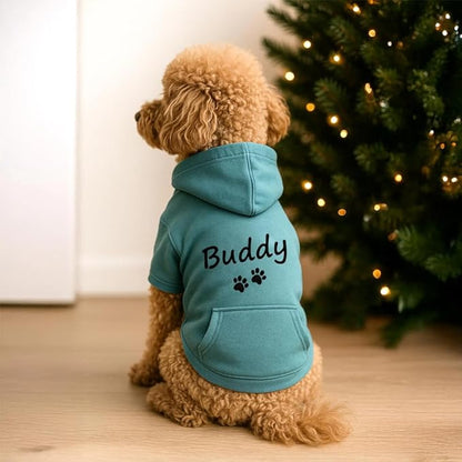 Personalized Name Dog Hoodie, Embroidered Hoodies Pet Name, Custom Puppy Sweater Warm Winter Outfit for Dogs, Unique Pet Birthday Gift Memorial Sweatshirt for Dog Lovers