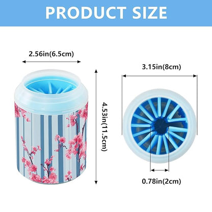 Dog Paw Cleaner Mudbuster Dog Foot Washer for Small Medium Large Dogs Cats Premium Pet Supplies Blue Striped Cherry Blossom