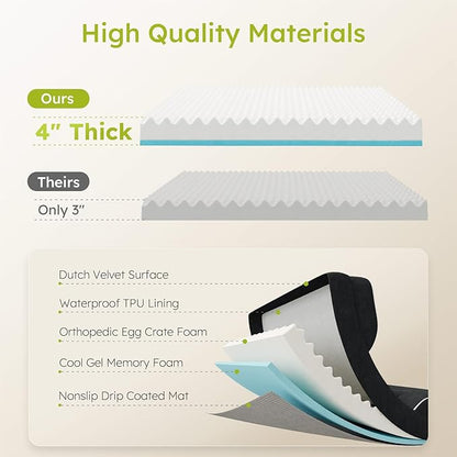 XXL Dog Bed for Extra Large Dogs, Giant Orthopedic Dog Bed with Cooling Gel Memory Foam, Waterproof Pet Bed with Removable Washable Cover, 53" Pet Sofa Bed Dutch Velvet with Bone Toy, Black