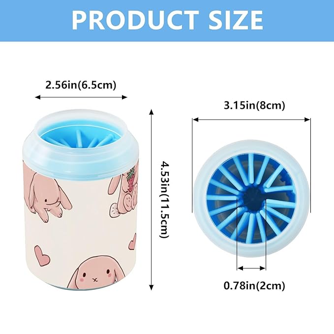 Dog Paw Cleaner Mudbuster Dog Foot Washer for Small Medium Large Dogs Cats Premium Pet Supplies Pink Bunnies Strawberries Hearts