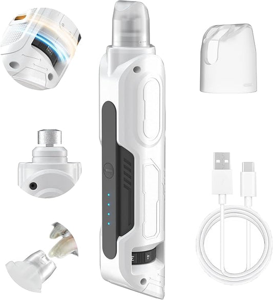 PAPIFEED High Torque Dog Nail Grinder Quiet - 6-Speed Adjustable Dog Nail Trimmers with 2 LED Lights & Dust-Proof Cover, Powerful Motor for Large/Medium/Small Dogs & Cats, Rechargeable - White