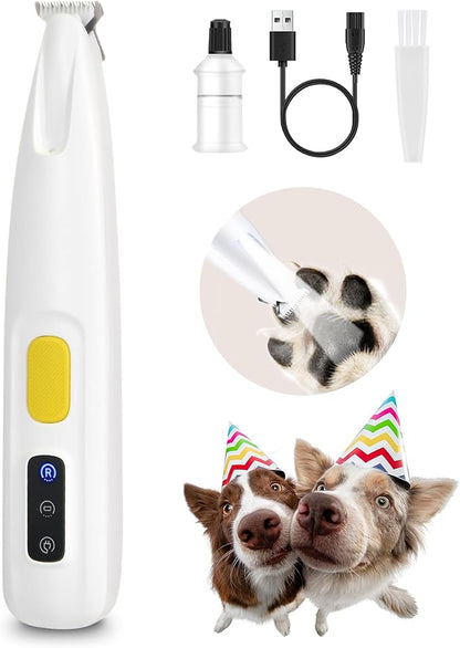 Upgraded Dog Paw Trimmer with LED Light, 18 mm Widen Blade, 35 dB Low Noise, LED Display, Fully Waterproof, Rechargeable Clipper for Dogs Cats Trimming Paws, Eyes, Ears, Face, and Rump