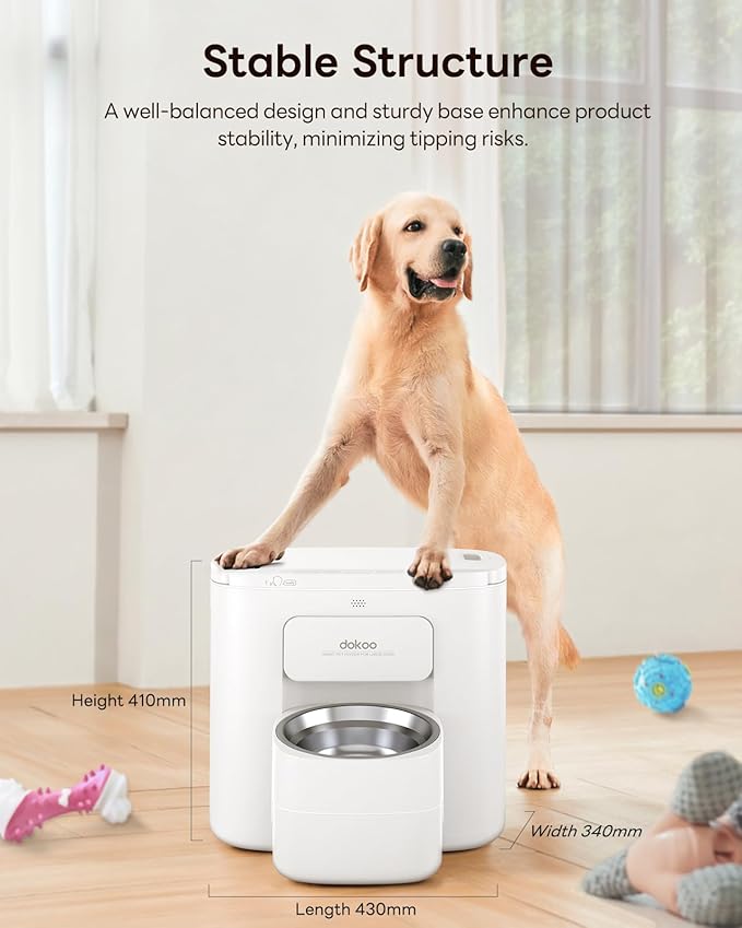 15L Automatic Dog Feeder for Large Breed, 2025 Vacuum-Sealed Storage Airtight 100% Freshness Timed Auto Dog Food Dispenser, Anti-Blockage System, Support up to 22mm Pet Food, Stainless Steel Bowl