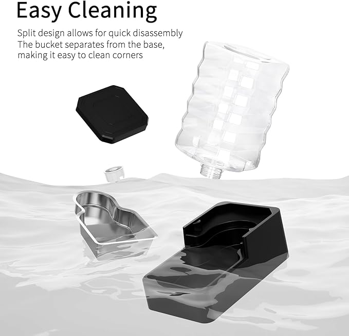 RIZZARI Stainless Steel Dog Dispenser: 7.5L Large Capacity Gravity Waterer - Clear Tank Water Level View -No Mess Keeps Floors Dry- No Power Needed - for Medium Dogs - Kitchen Corner/Crate Area