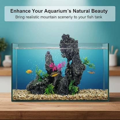 J-star Large Aquarium Rock Mountain Decor – Realistic Resin Landscape Ornament for Fish Tanks – Enhances Underwater Scenery, Easy to Clean, Safe for Fish