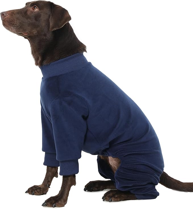Dog Pajamas Winter Fleece Sweaters Warm Onesie for Large Dogs Pjs Boy Soft Cozy Cold Weather Pet Jumpsuit for Sensitive Skin Warm Sleep Jammies, Blue XXL