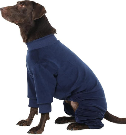 Dog Pajamas Winter Fleece Sweaters Warm Onesie for Large Dogs Pjs Boy Soft Cozy Cold Weather Pet Jumpsuit for Sensitive Skin Warm Sleep Jammies, Blue XXL