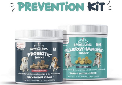 Allergy Relief & Probiotic Chews for Dogs – Immune, Gut & Digestive Health Supplement – Seasonal Allergy, Itching & Yeast Support with Skin & Coat Benefits – Dog Treats with Probiotics (90 Chews)