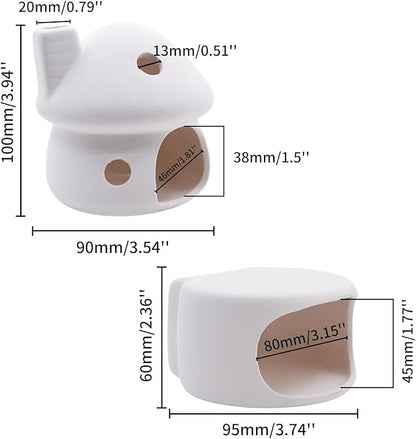 ZYHW Aquarium Decor Ceramic Mushroom House with Cave Set Ornament Fish Tank Landscape Decoration for Small Shrimp for Goldfishes to Rest (White)