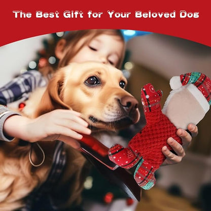 Christmas Dog Squeak Toys for Small, Medium & Large Dogs, Tough Chew Toy for Teething & Chewing, Durable Interactive Puppy Gifts, 5-Pack