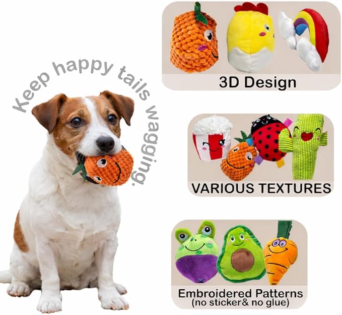 Jalousie 18 Pack Dog Squeaky Toys Cute Stuffed Pet Plush Puppy Chew for Small Medium Pets - Bulk