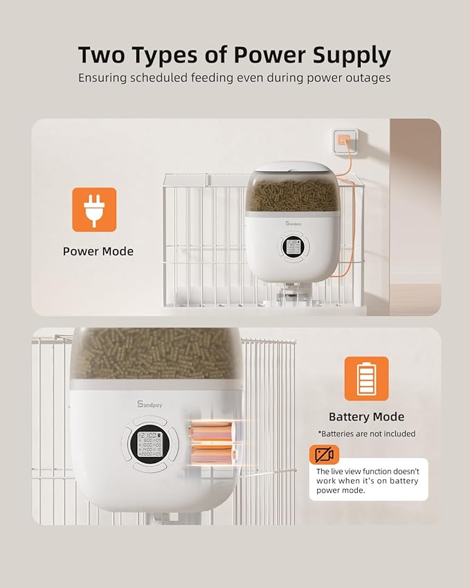 Sandpoy Hanging Rabbit Feeder, Programmable Automatic Pet Feeder with Dry Food Dispenser, Desiccant Bag and Portion Control for Rabbits Cats and Small Animals