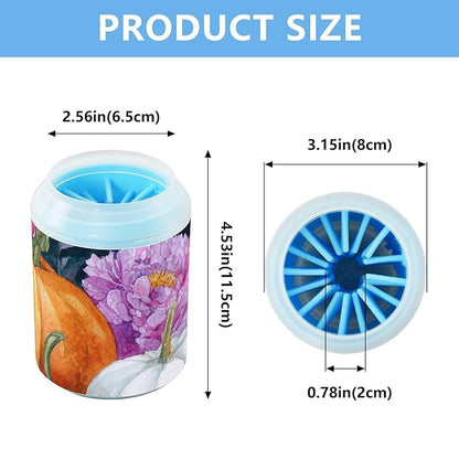 Dog Paw Cleaner Mudbuster Dog Foot Washer for Small Medium Large Dogs Cats Premium Pet Supplies Thanksgiving Pumpkins Flowers Colorful