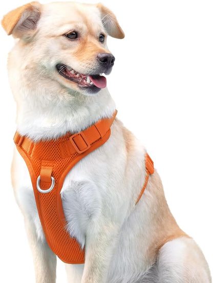 No Pull Dog Harness for Small Medium Large Dogs - Adjustable 2 Layer Mesh Dog Vest with Dual Clip, Escape Proof, Quick Release, Lightweight Breathable Mesh for Walking Hiking (Orange,M)