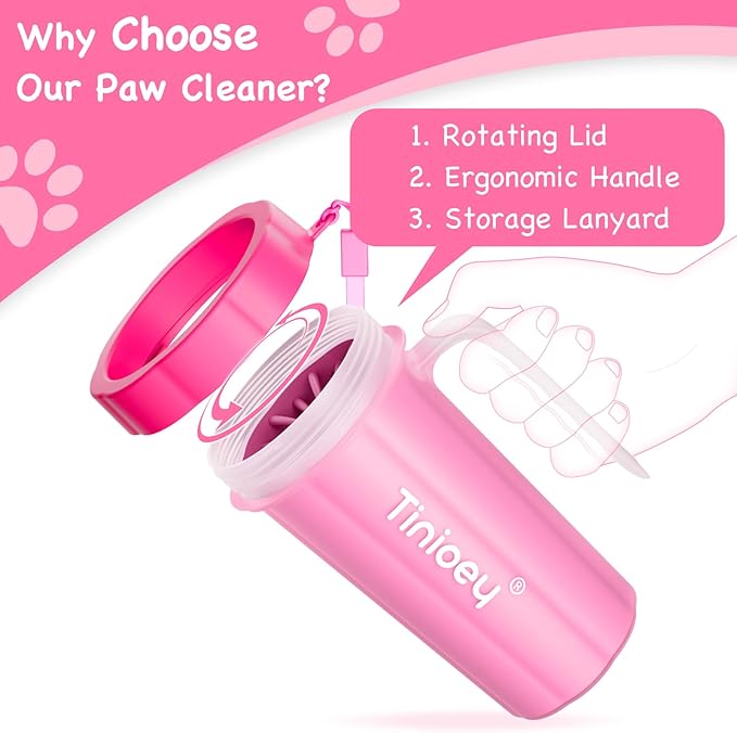 Paw Cleaner with Handle for Large Dogs and Pets | Muddy Feet Washer for Dogs' Paws (Red)