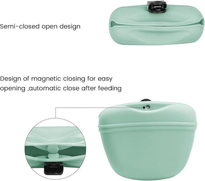 AUDWUD Silicone Dog Treat Pouch,with Dog Training Clicker,Clip on Portable Training Container,Convenient Magnetic Buckle Closing and Waist Clip