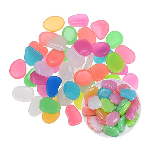 20-Pack Glow in The Dark Rocks, 1.77" Resin Outdoor Garden Decorations Luminous Pebbles Stones for Garden Plants/Aquarium/Backyard Path, Aquarium Gravel [Multicolor]