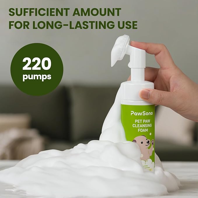 Paw Cleaner for Dogs & Cats, No-Rinse Foaming Pet Foot Washer with Built-in Scrubber Brush for Dirty, Muddy Paws – Suitable for Small, Medium & Large Dogs, Puppies, Kittens (5 fl oz)