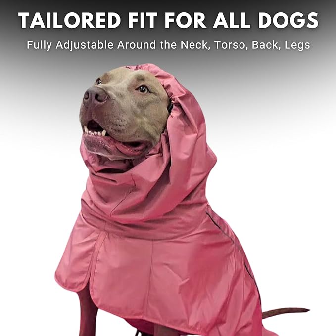 Spark Paws Dog Raincoat, Waterproof Windproof Rain Jacket, for Small Medium Large Extra Large Dogs, Reflective Breathable Full-Body Coverage Dry Suit - Sea Pink, S