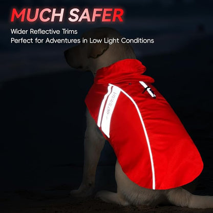 VIVAGLORY Wetoff Dog Raincoat, Rain Coat for Dog All Seasons Adventure, Rain Jacket with Harness Hole & Hood, Reflective Lightweight Waterproof for Doggy & Puppy, XXS, Red