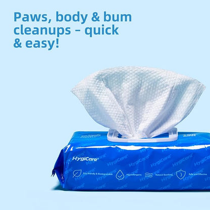 Pet Grooming Wipes for Dogs & Cats, 400 Count, 8"x8" Ultra Thick & Soft, Unscented, Hypoallergenic Formula, Safe on Coat, Paws, Ears, Bum & Sensitive Skin