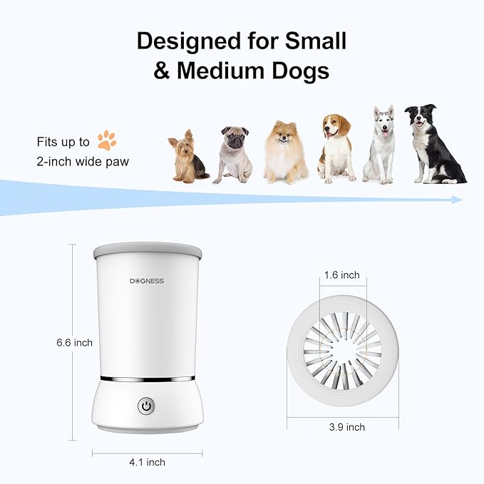 DOGNESS W01 Automatic Dog Paw Cleaner for Small to Medium Dogs (White)