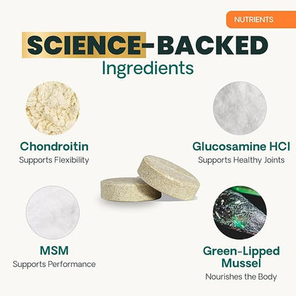 VetriScience Glycoflex 3 Clinically Proven Hip and Joint Supplement for Dogs - Maximum Strength Dog Supplement with Glucosamine, MSM, Green Lipped Mussel & DMG - 2 Pack (120 Chewable Tablets Each)