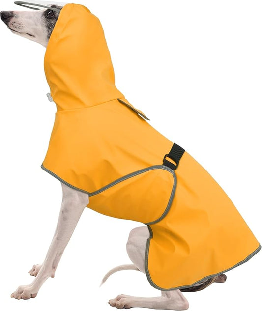 FUAMEY Large Dog Raincoat | Belly Guard, Harness Hole, Fits Morning Hikes, Waterproof, Reflective Straps, Beagle
