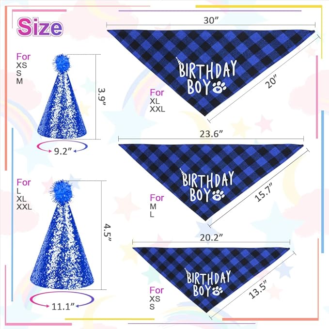 GreenJoy Dog Birthday Party Outfit Decoration Set Supplies - Birthday Bandana, Sweater & Party Hat Gift for Small, Medium & Extra Large Dogs Girl and Boy (Medium, Birthday Blue)
