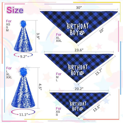 GreenJoy Dog Birthday Party Outfit Decoration Set Supplies - Birthday Bandana, Sweater & Party Hat Gift for Small, Medium & Extra Large Dogs Girl and Boy (Medium, Birthday Blue)